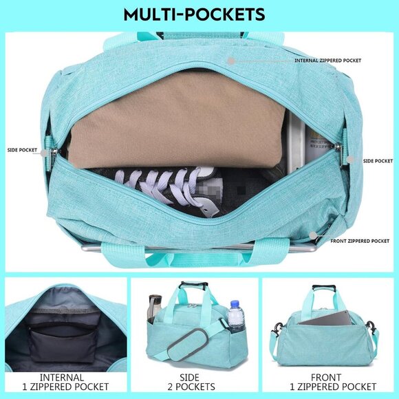 🆕Women Blue Small 14 inch Mini Duffel Carry On Lightweight Small Duffle Bags - Picture 2 of 7